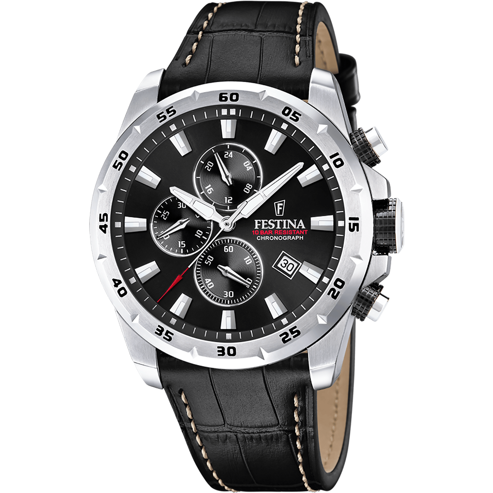 Montre Festina Timeless F20692/4 Noir, Bracelet Cuir, Homme