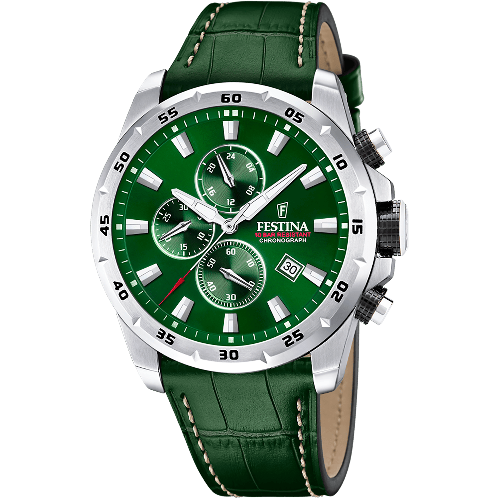 Montre Festina Timeless F20692/3 Vert, Bracelet Cuir, Homme