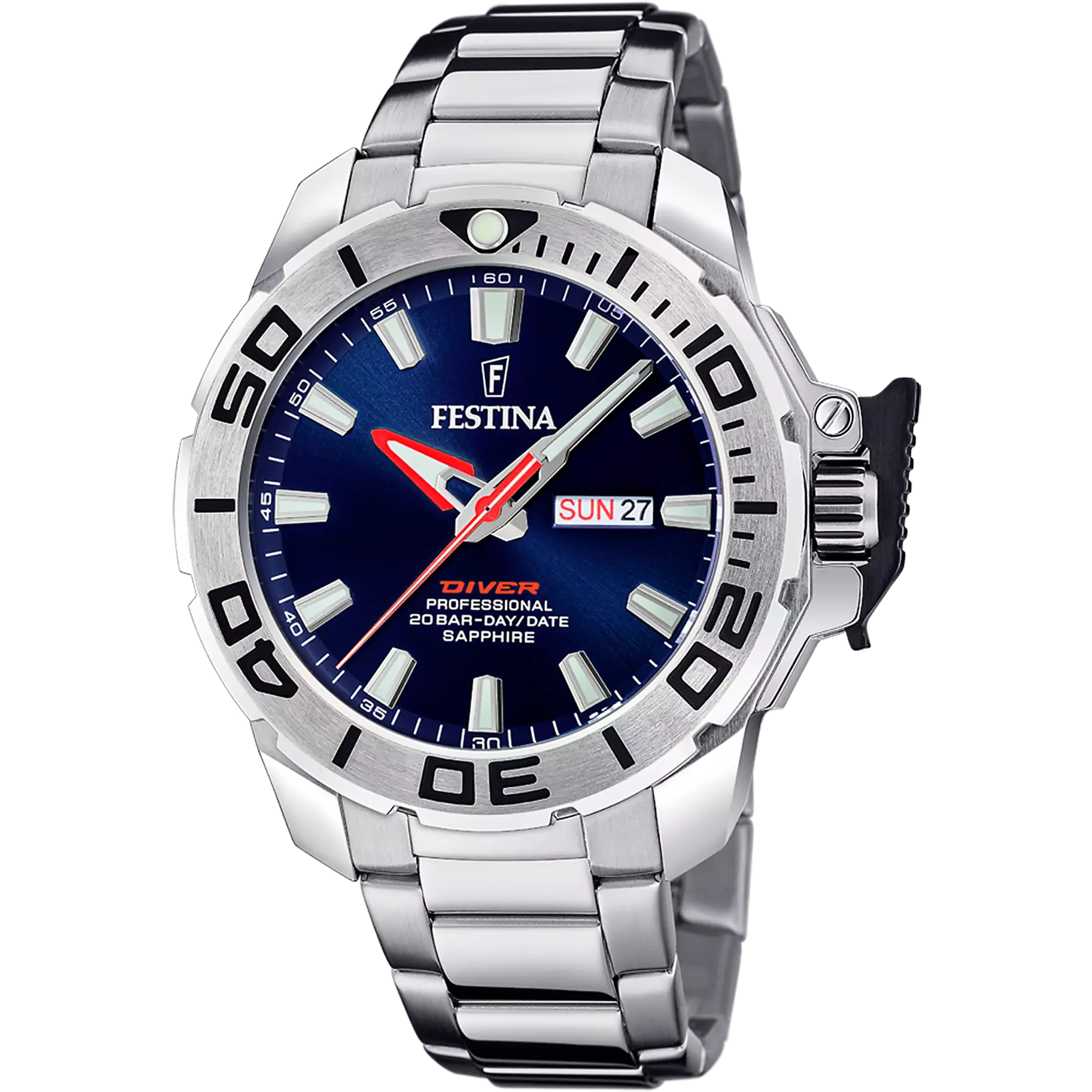 Montre Festina The Originals F20665/1 Bleu, Bracelet Acier, Homme