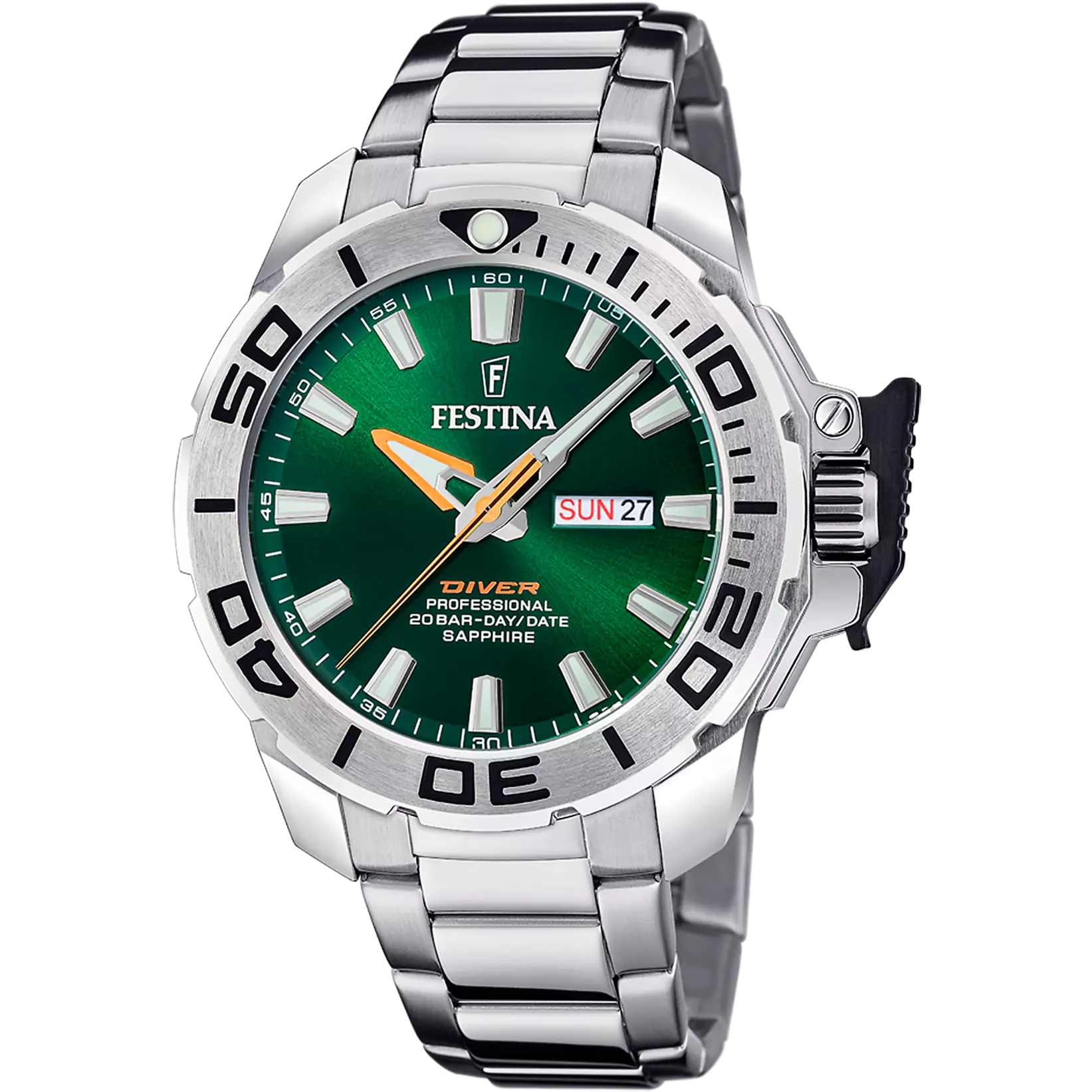 Festina The Originals Watch F20665/2 Green, Steel Strap, Men