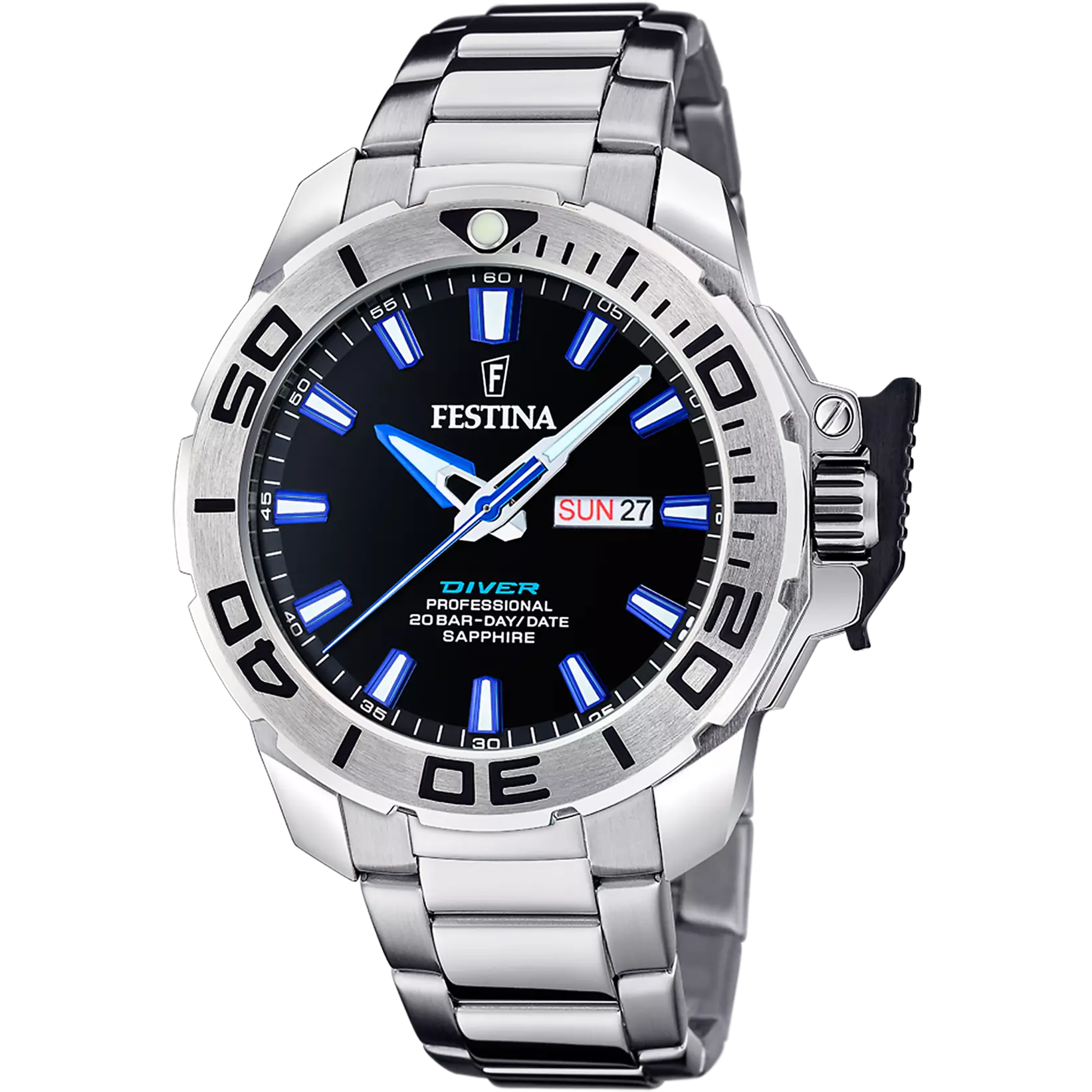 Festina The Originals Watch F20665/3 Black, Steel Strap, Men