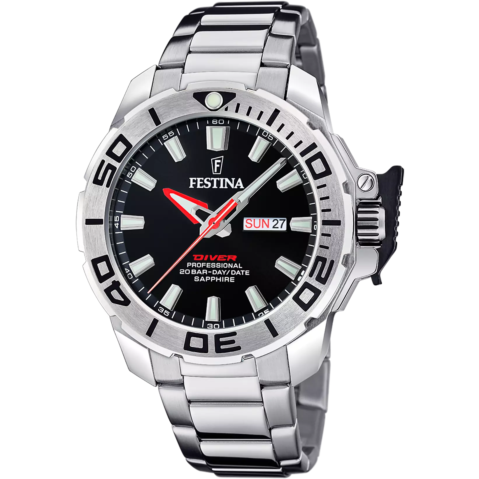 Festina The Originals Watch F20665/4 Black, Steel Strap, Men