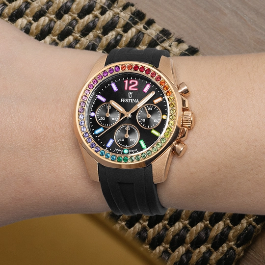 Montre Festina rainbow F20611/3 Noir, Bracelet Caoutchouc, Femme – image 3