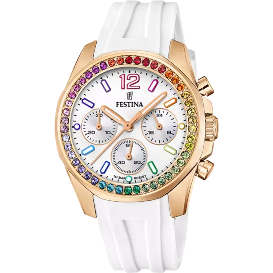 Montre Festina rainbow F20611/2 Gris, Bracelet Caoutchouc, Femme