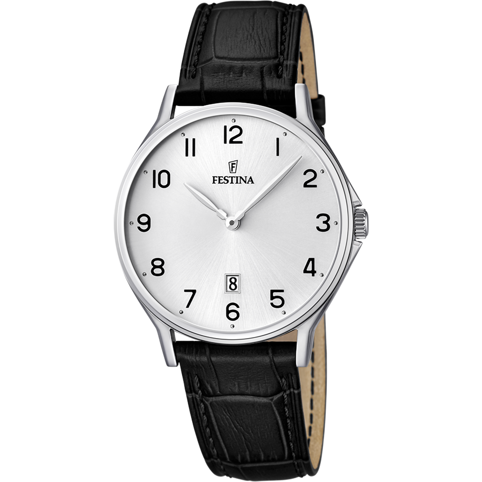 Montre Festina Classic F16745/1 Argent, Bracelet Cuir, Homme