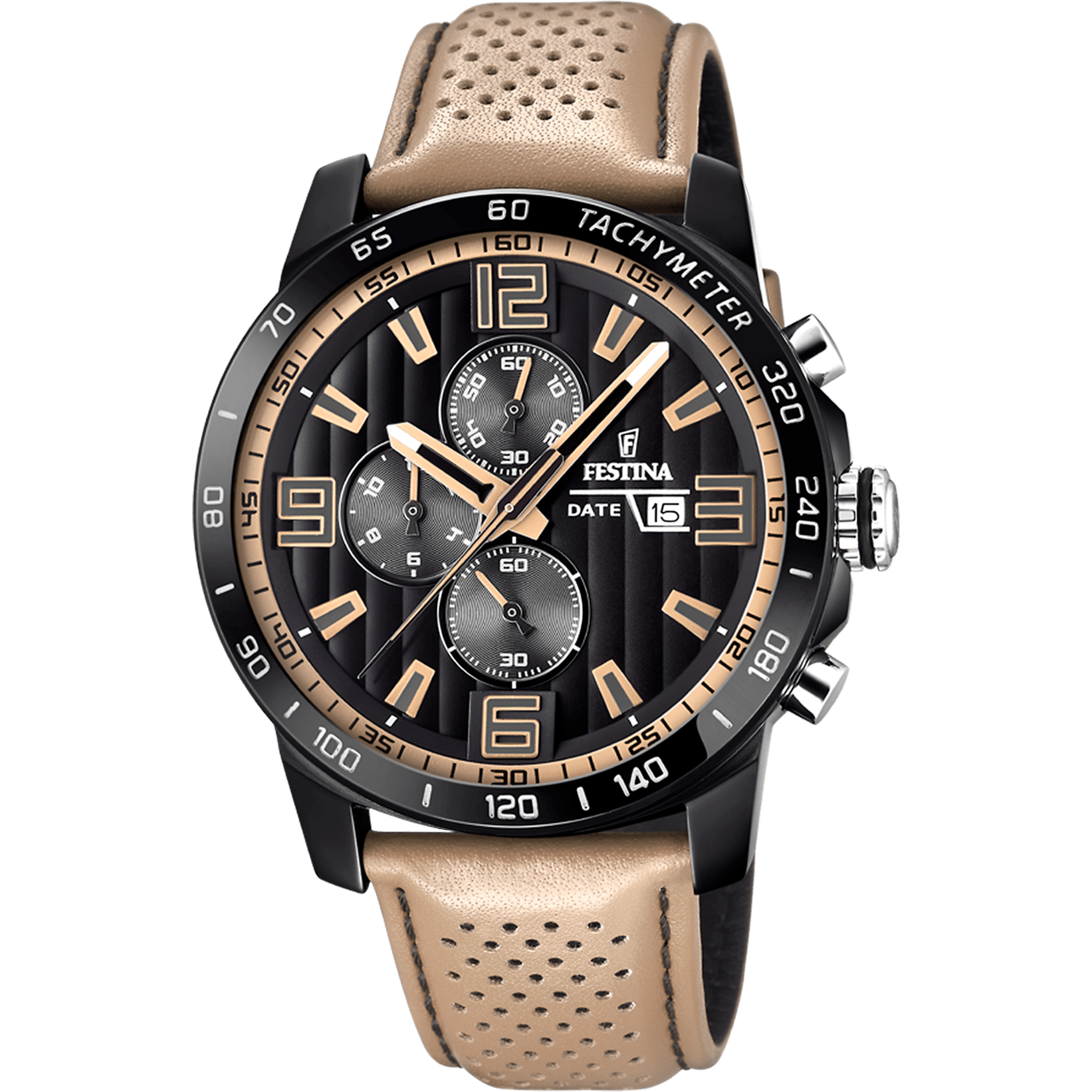 Festina The Originals Watch F20339/1 Black, Leather Strap, Men