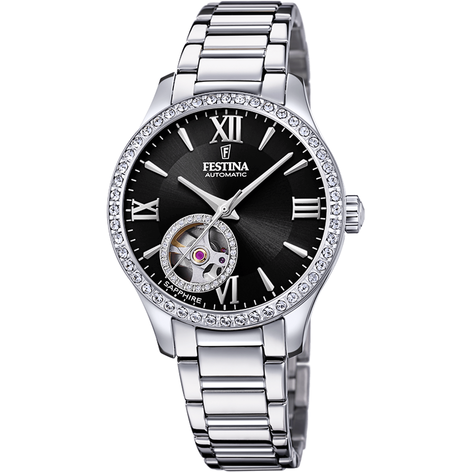 Montre Festina automatic-femme-festina F20485/2 Noir, Bracelet Acier, Femme