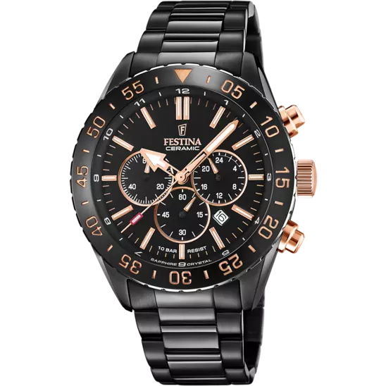 Montre Festina Saphir F20577/1 Noir, Bracelet Acier, Homme