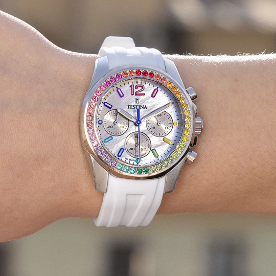 Montre Festina rainbow F20610/2 Blanc, Bracelet Caoutchouc, Femme – image 3