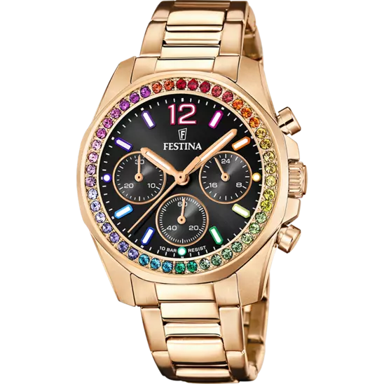 Festina rainbow Watch F20639/3 Black, Steel Strap, Women