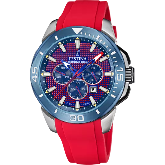 Montre Festina Chronobike F20642/2 Rouge, Bracelet Caoutchouc, Homme