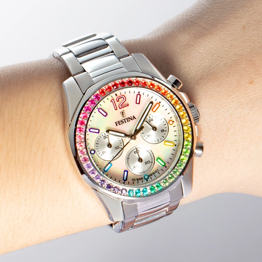 Montre Festina rainbow F20606/2 Blanc, Bracelet Acier, Femme – image 4