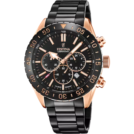 Festina Sapphire Watch F20578/1 Black, Steel Strap, Men