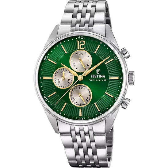 Festina Timeless Watch F20285/9 Green, Steel Strap, Men