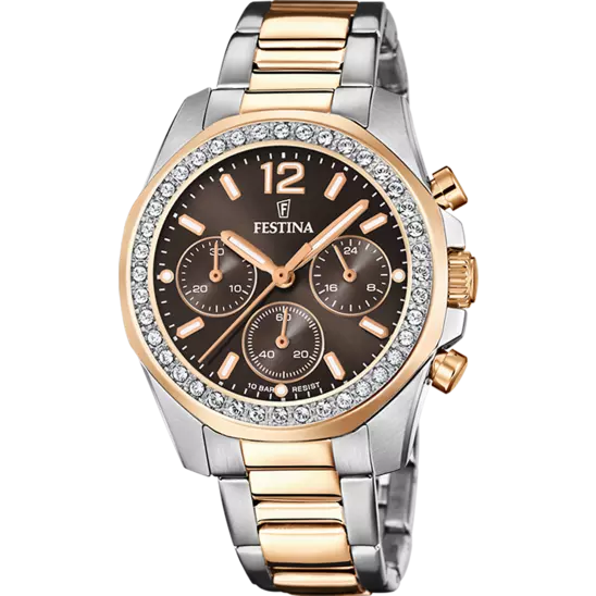Montre Festina rainbow F20608/1 Marron, Bracelet Acier, Femme