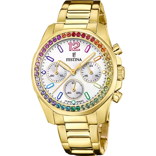 Montre Festina rainbow F20609/2 Blanc, Bracelet Acier, Femme