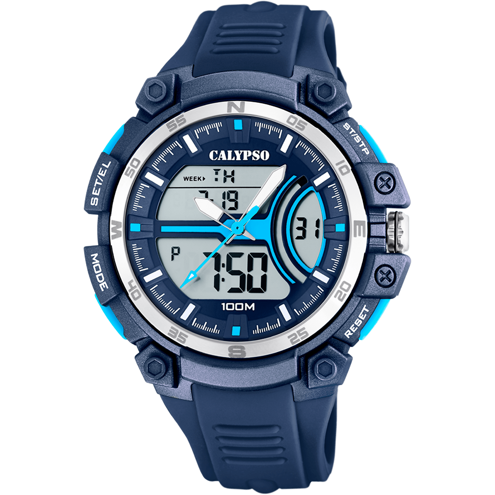 Montre Calypso K5779/3 Bleu, Bracelet Caoutchouc, Homme