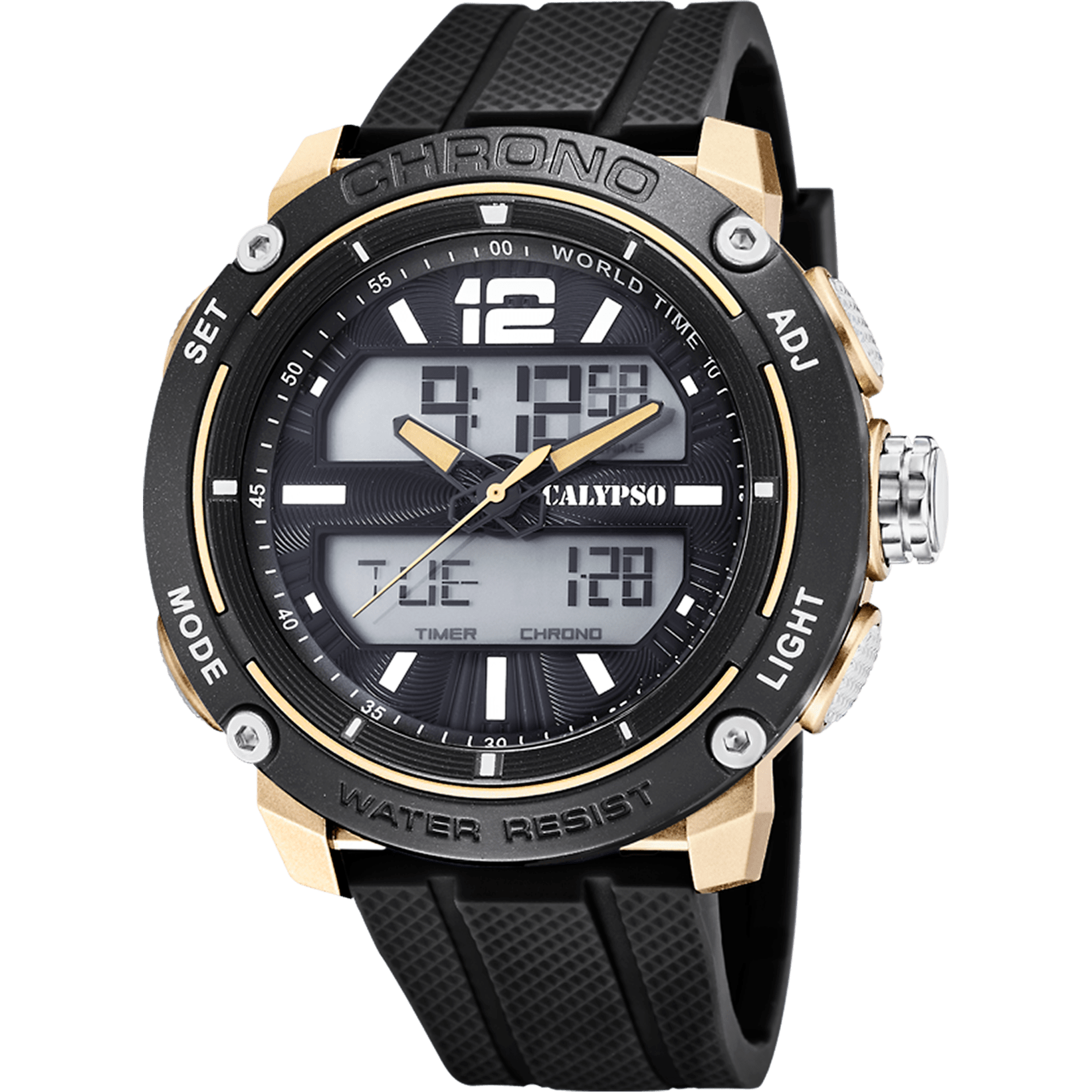 Montre Calypso K5796/3 Noir, Bracelet Caoutchouc, Homme