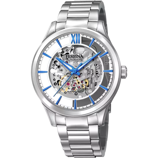 Montre Festina Skeleton F20630/2 Bleu, Bracelet Acier, Homme