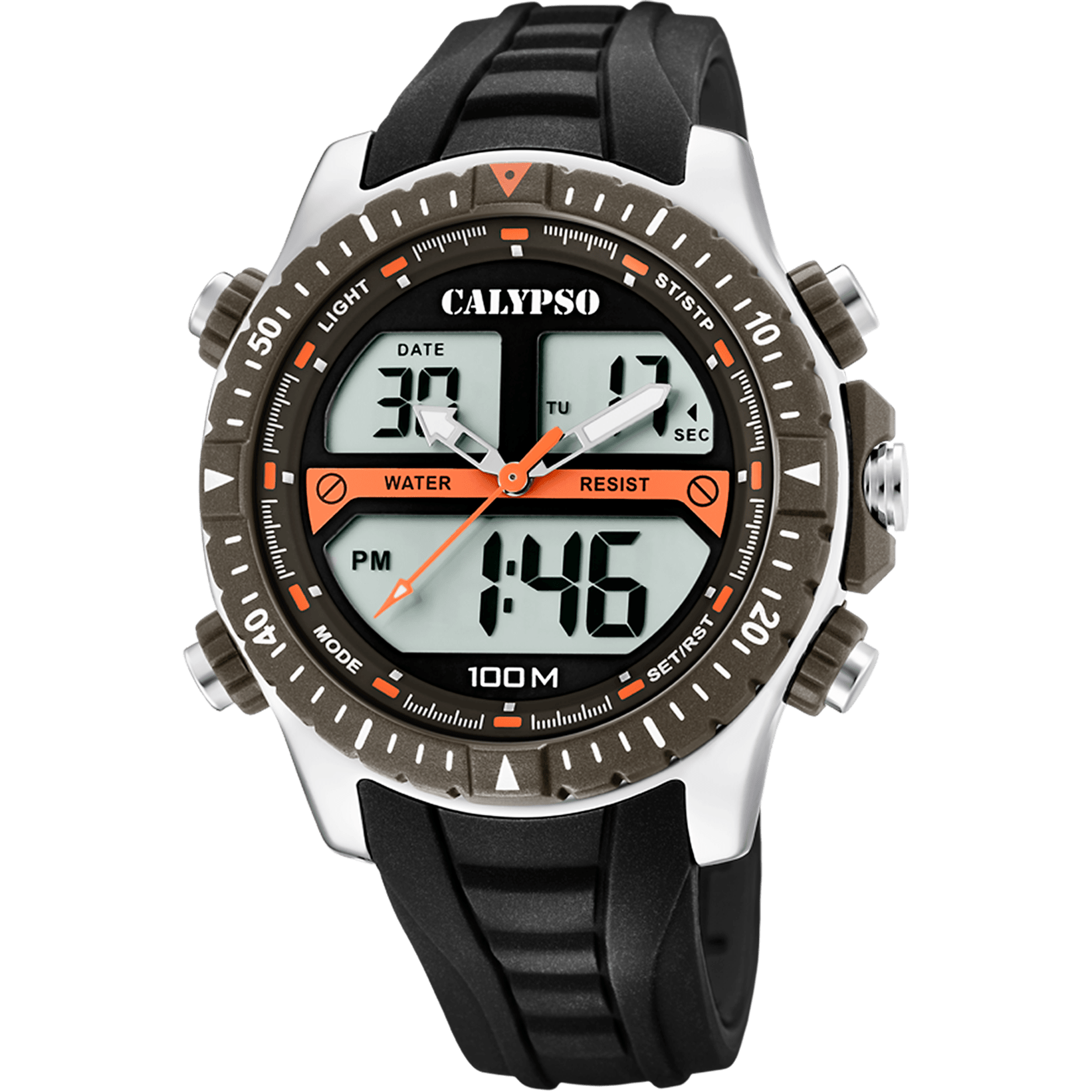 Montre Calypso K5773/1 Gris, Bracelet Caoutchouc, Homme