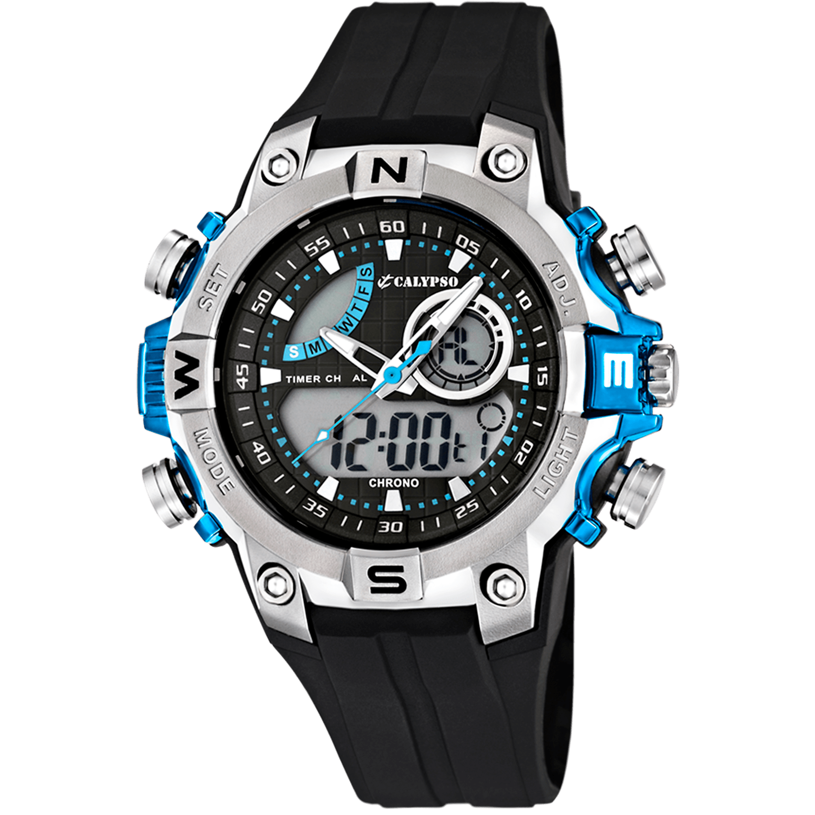 Montre Calypso K5586/2 Noir, Bracelet Caoutchouc, Homme