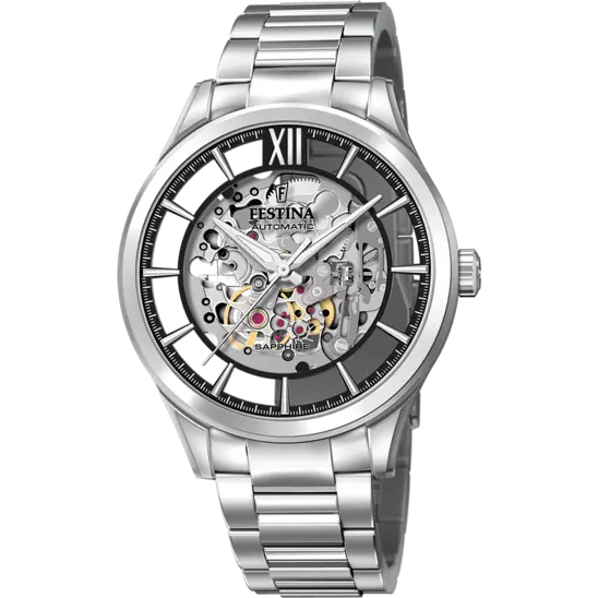 Montre Festina Skeleton F20630/4 Noir, Bracelet Acier, Homme