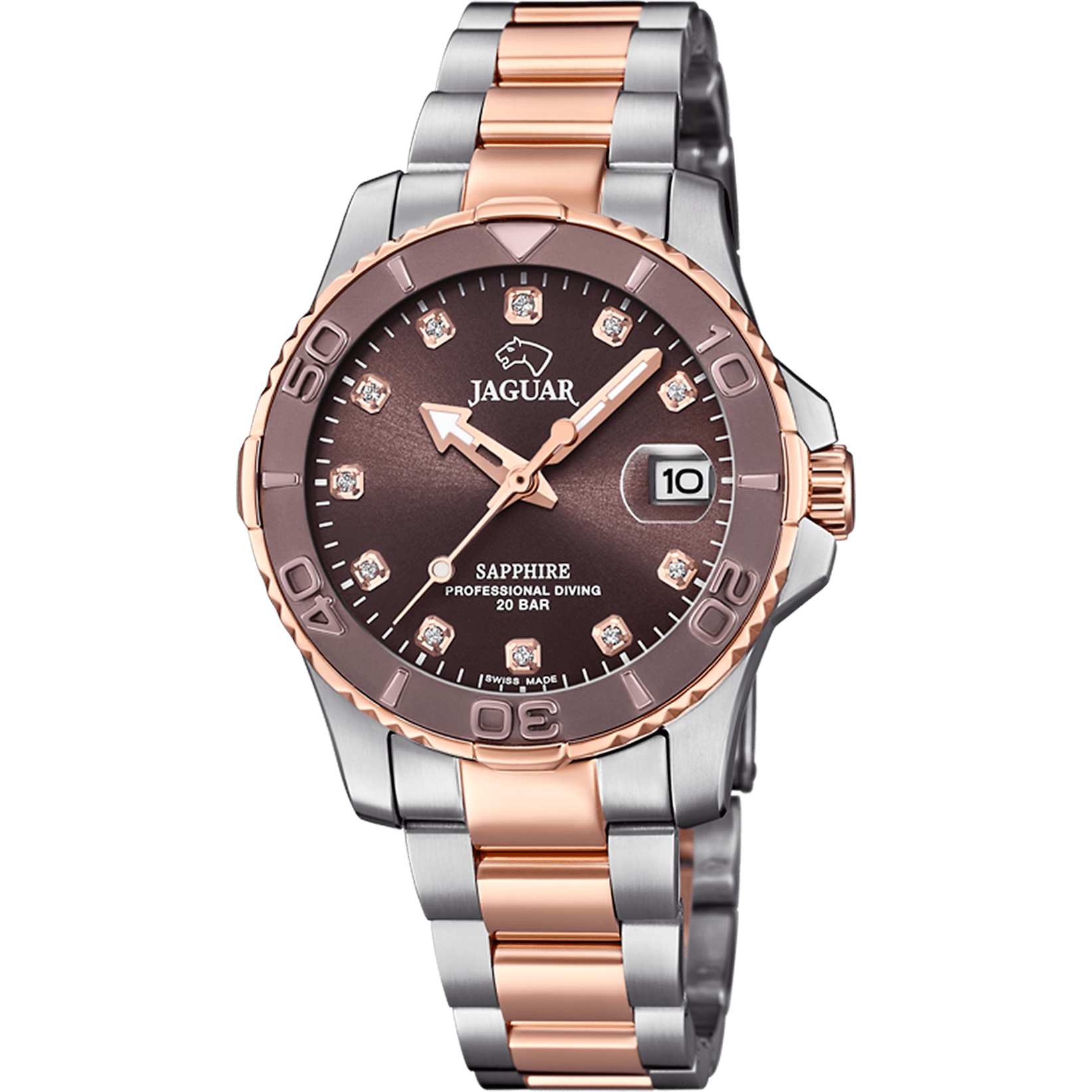 Montre Jaguar Executive Ladies J871/2 Marron, Bracelet Acier, Femme