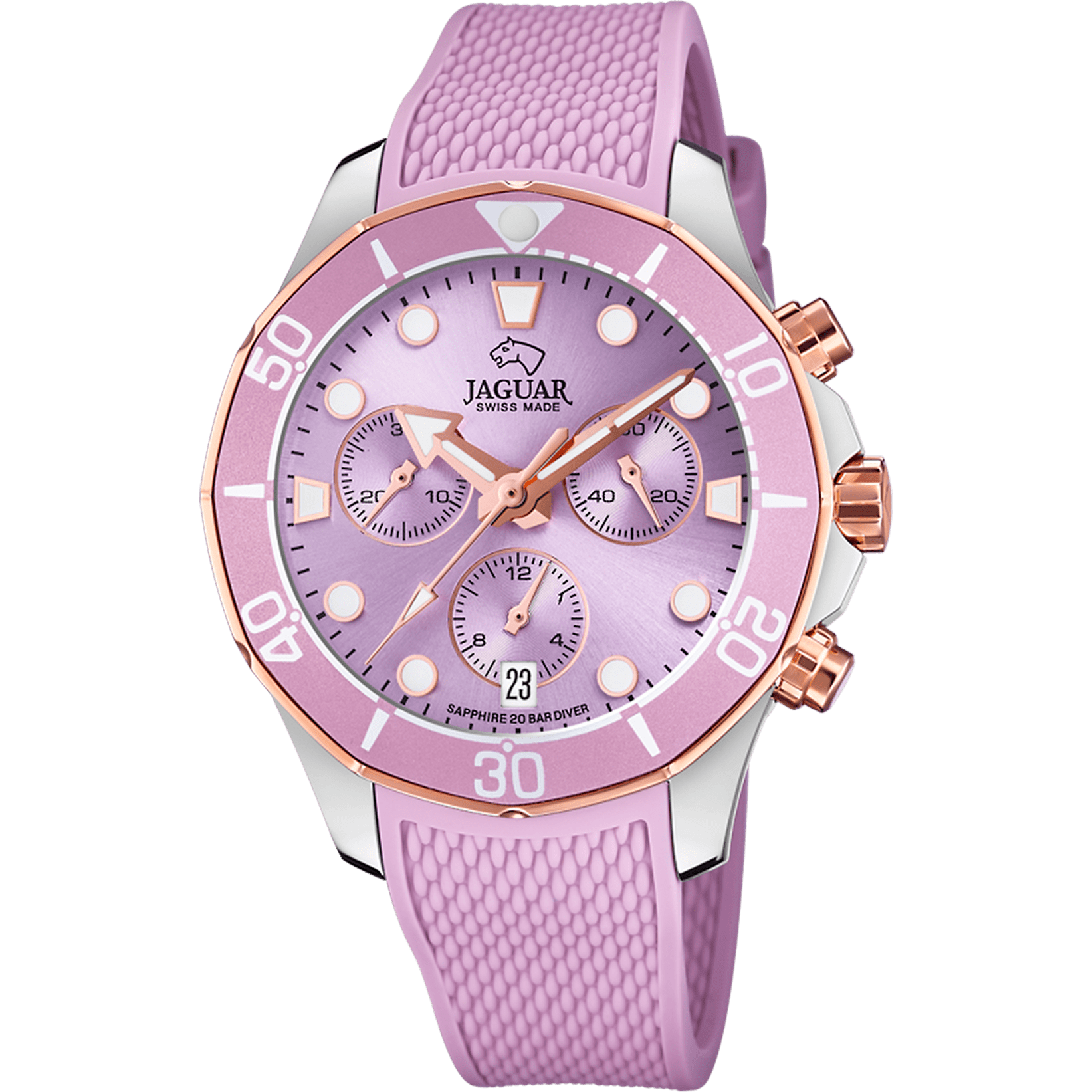 Montre Jaguar Executive Ladies J890/2 Violet, Bracelet Caoutchouc, Femme