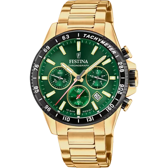 Montre Festina Timeless F20634/4 Vert, Bracelet Acier, Homme