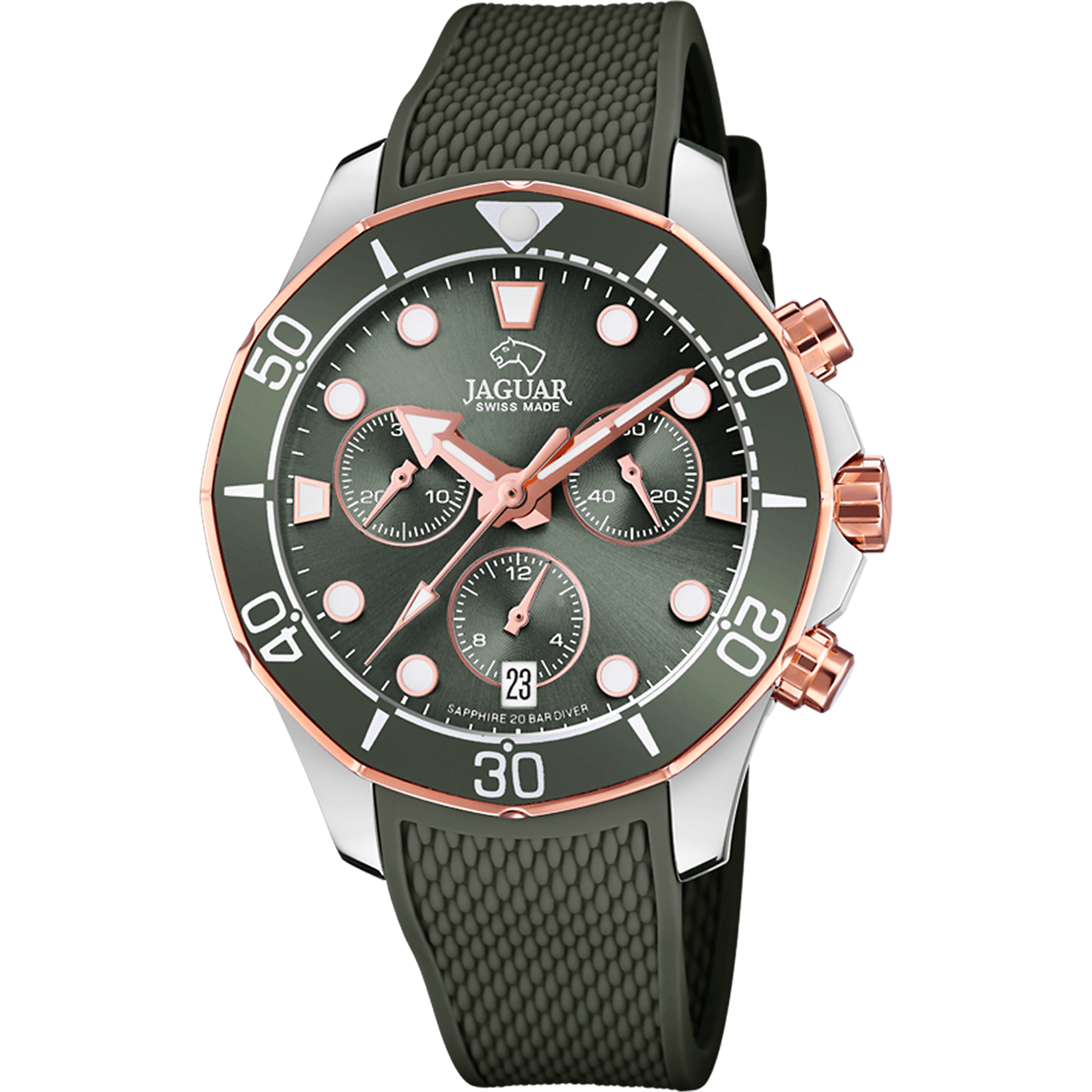 Montre Jaguar Executive Ladies J890/3 Vert, Bracelet Caoutchouc, Femme