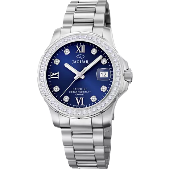 Montre Jaguar Cosmopolitan J892/3 Bleu, Bracelet Acier, Femme