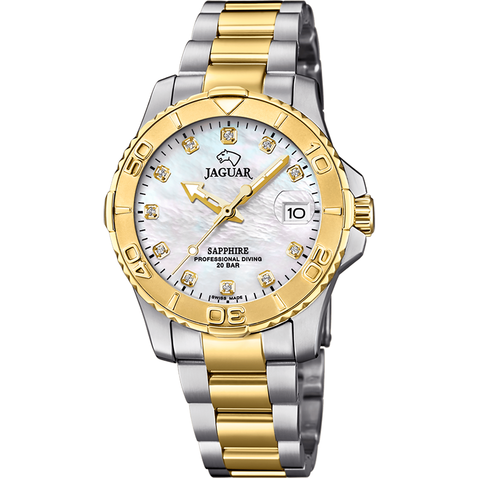 Montre Jaguar Cosmopolitan J896/3 Blanc, Bracelet Acier, Femme