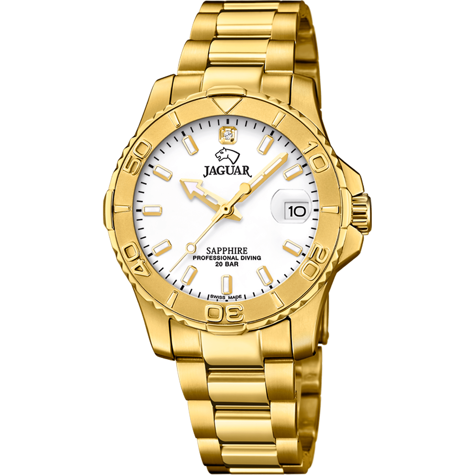 Montre Jaguar Cosmopolitan J898/3 Blanc, Bracelet Acier, Femme