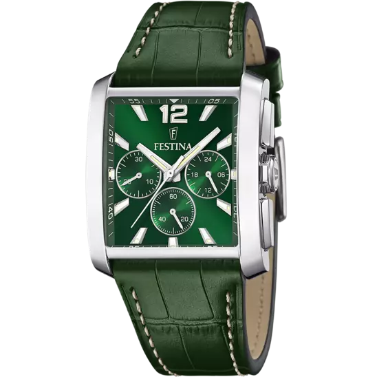 Festina On the Square Watch F20636/3 Green, Leather Strap, Men