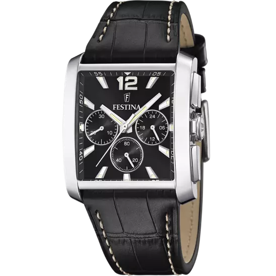 Festina On the Square Watch F20636/4 Black, Leather Strap, Men