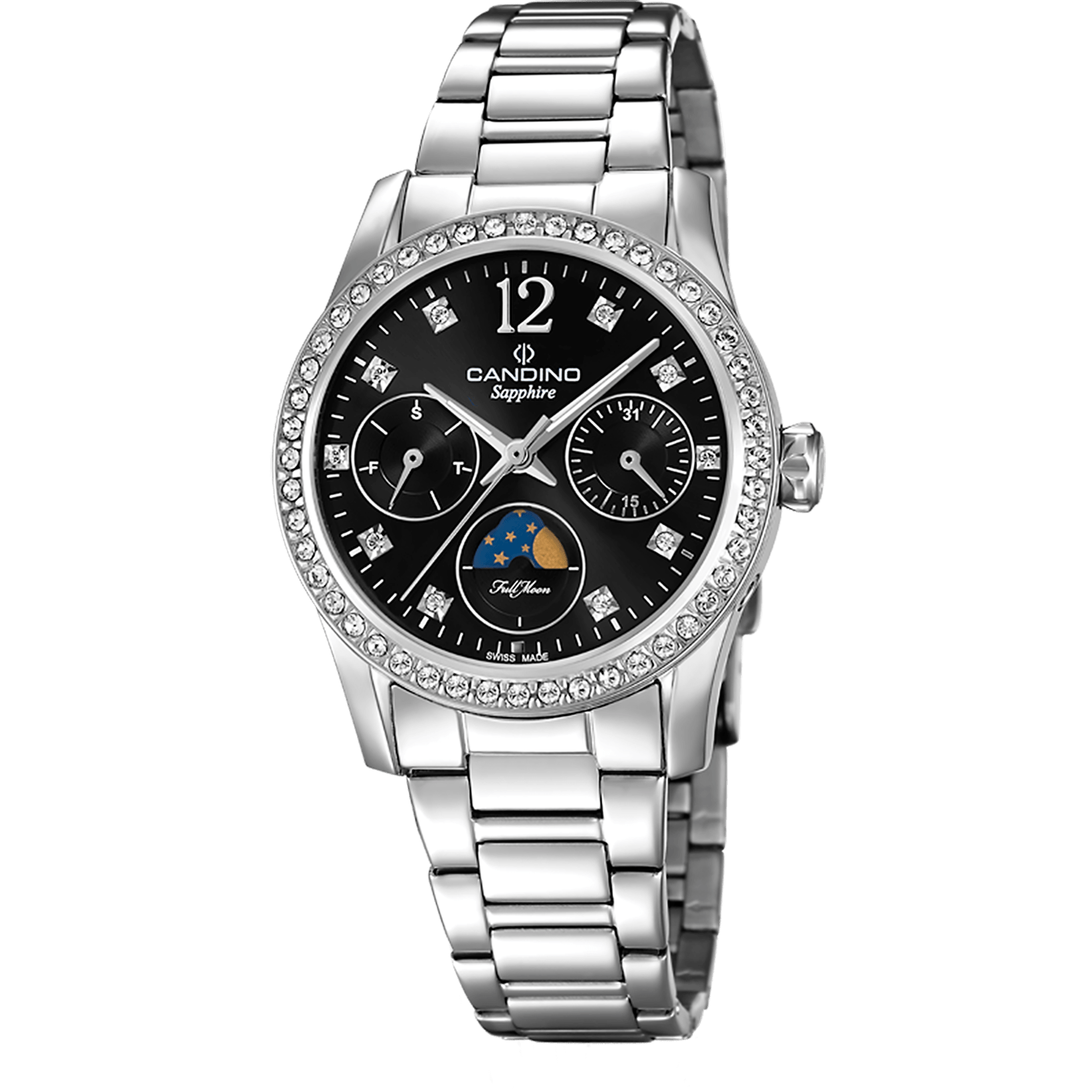 Montre Candino C4686/2 Noir, Bracelet Acier, Femme