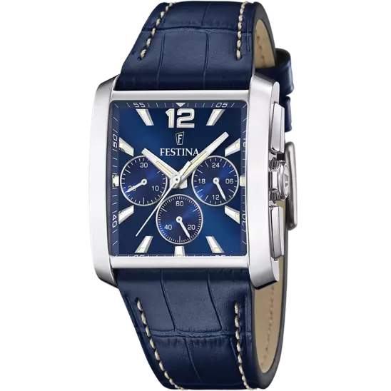 Festina On the Square Watch F20636/2 Blue, Leather Strap, Men