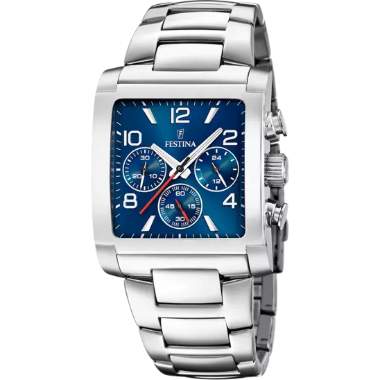 Festina On the Square Watch F20652/1 Blue, Steel Strap, Men