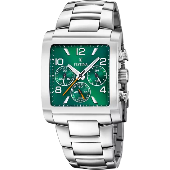 Festina On the Square Watch F20652/2 Green, Steel Strap, Men