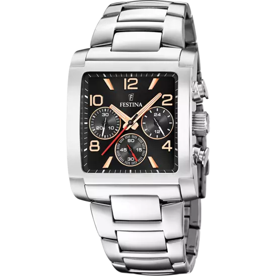Festina On the Square Watch F20652/4 Black, Steel Strap, Men