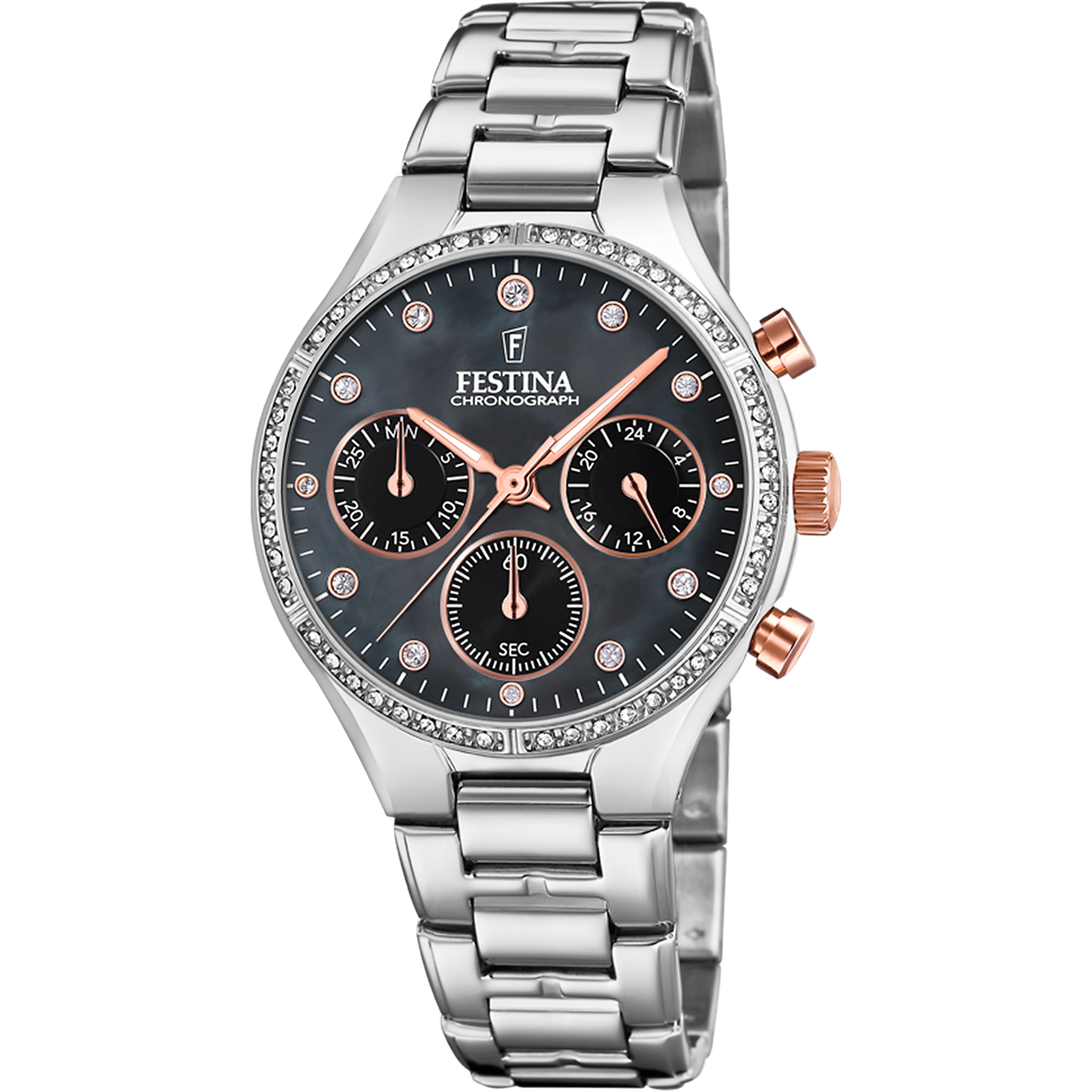 Montre Festina Boyfriend F20401/4 Noir, Bracelet Acier, Femme