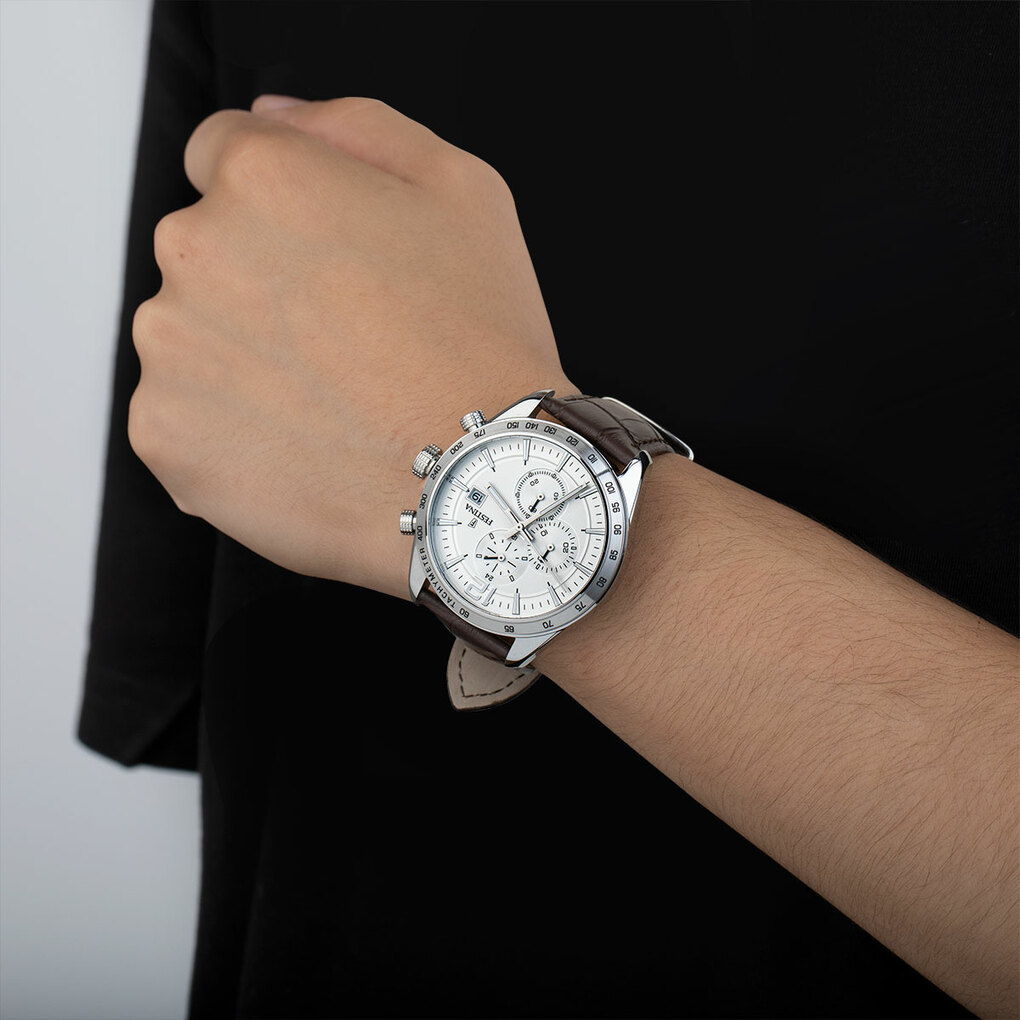 Festina Classic Watch F16760/1 Grey, Leather Strap, Men – image 3