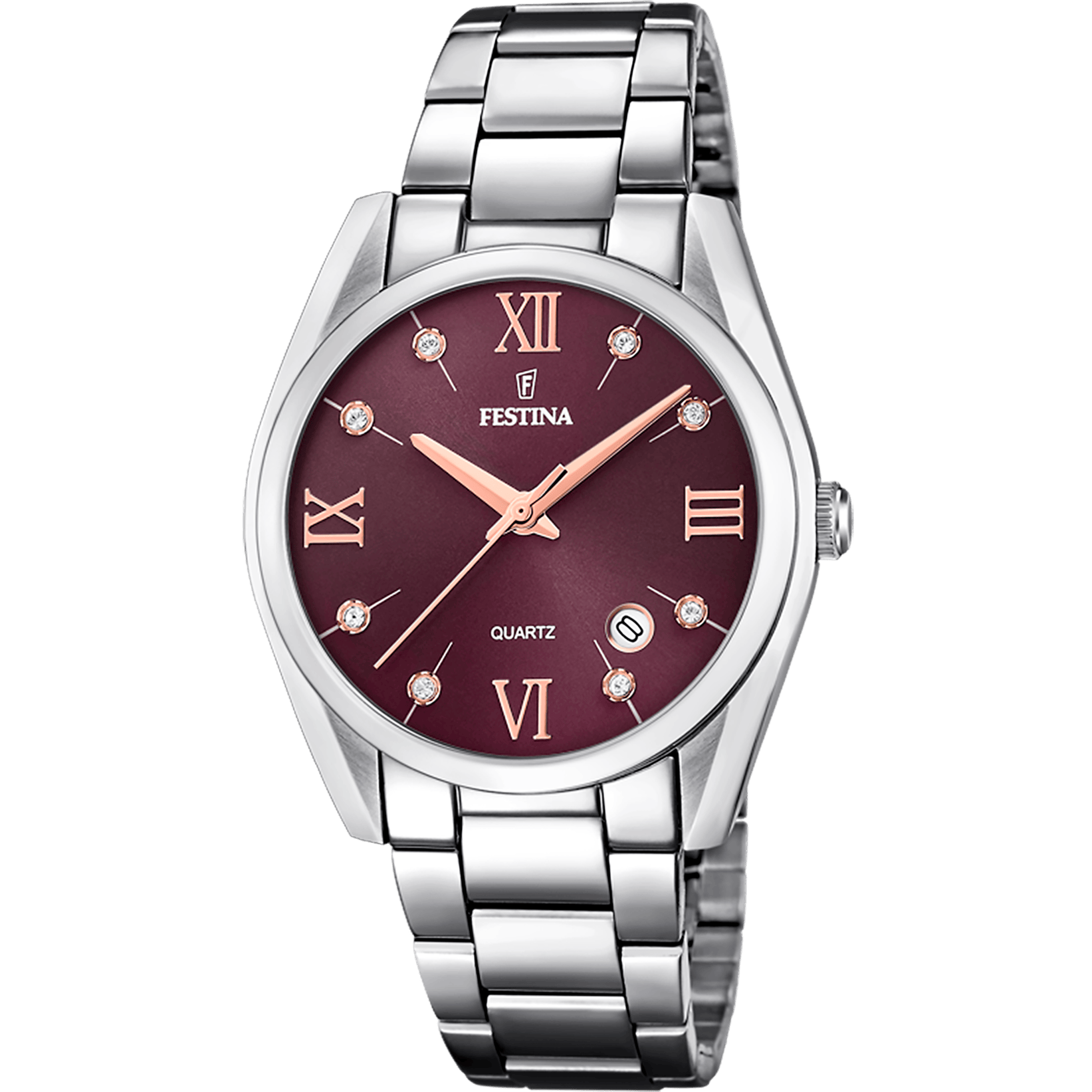 ساعة فيستينا classique-femme-festina F16790/E عنابي، سوار فولاذ، نسائي