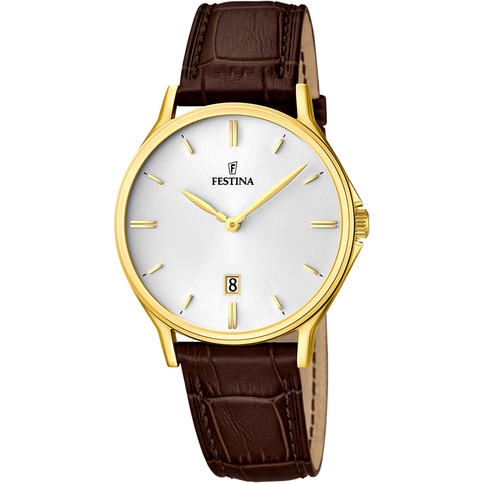 Montre Festina Classic F16747/1 Blanc, Bracelet Cuir, Homme