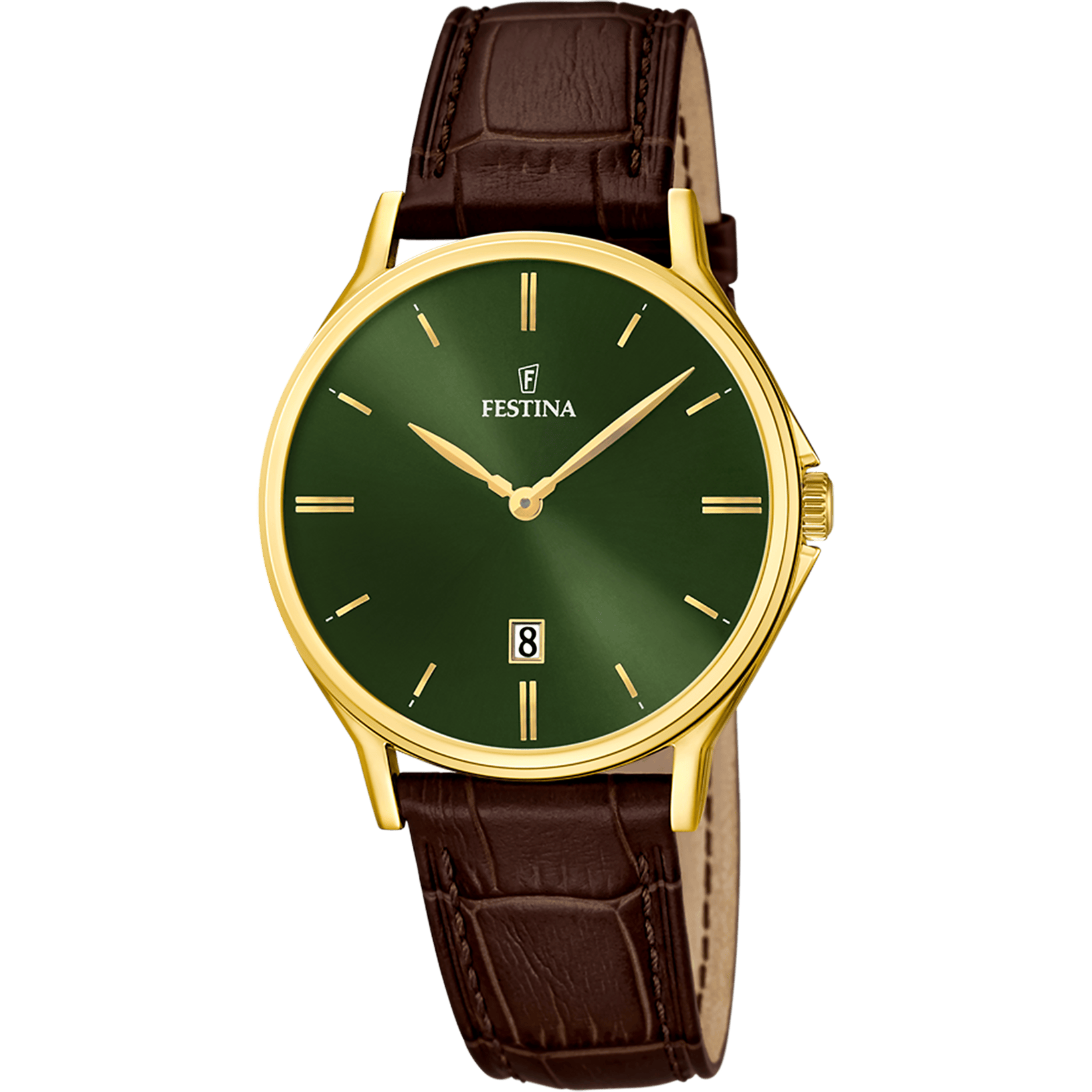 Montre Festina Classic F16747/5 Vert, Bracelet Cuir, Homme