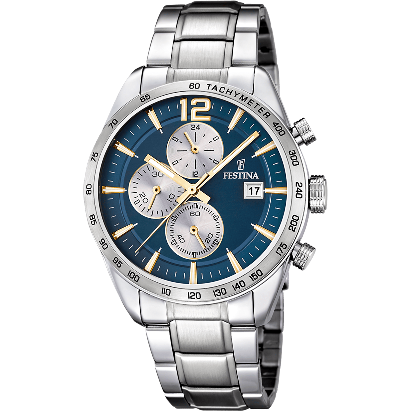 Montre Festina Classic F16759/7 Bleu, Bracelet Acier, Homme