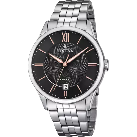 Montre Festina Classic F20425/6 Noir, Bracelet Acier, Homme