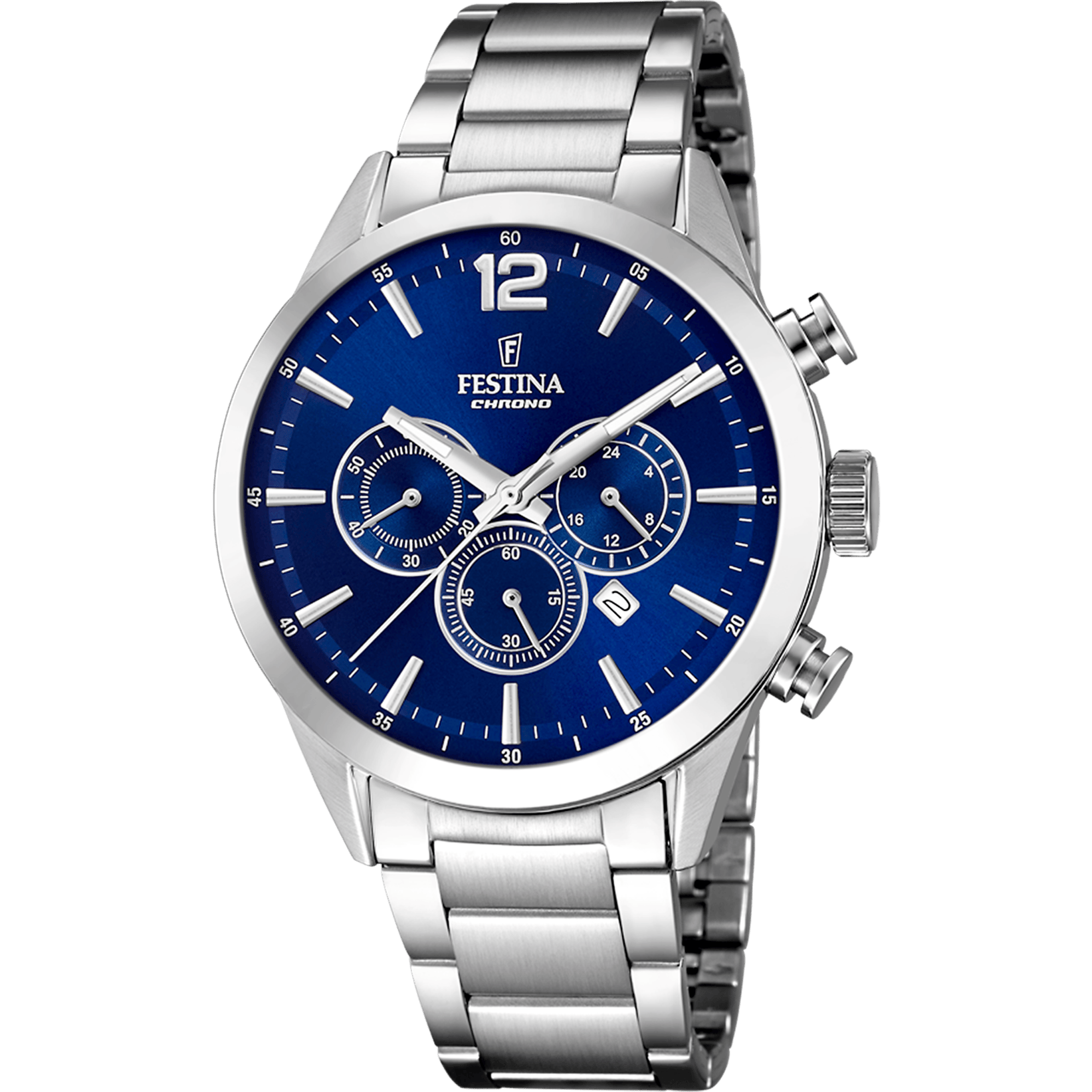 Montre Festina Timeless F20343/7 Bleu, Bracelet Acier, Homme