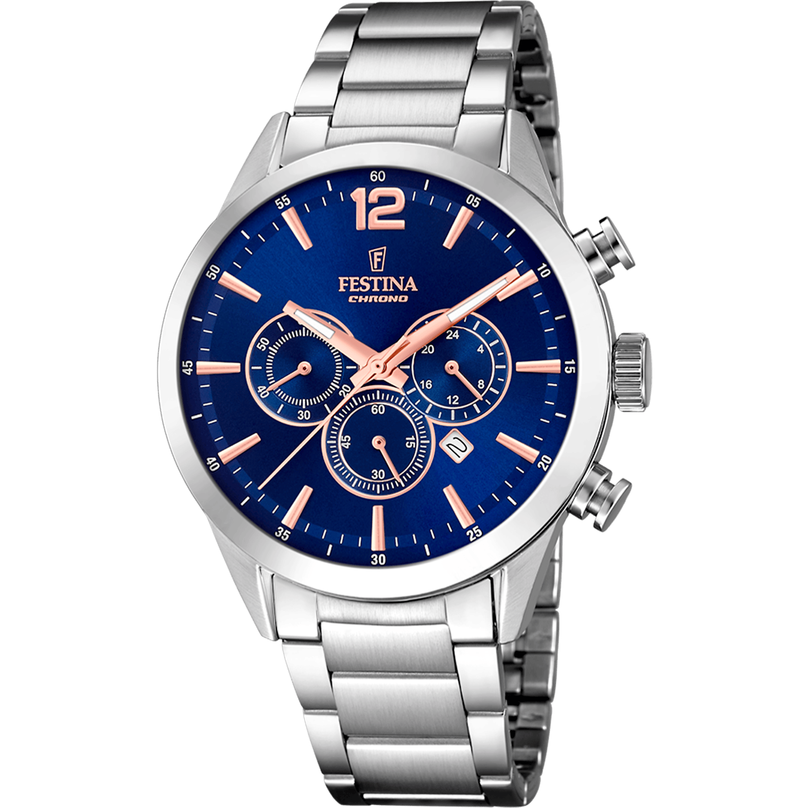 Montre Festina Timeless F20343/9 Bleu, Bracelet Acier, Homme