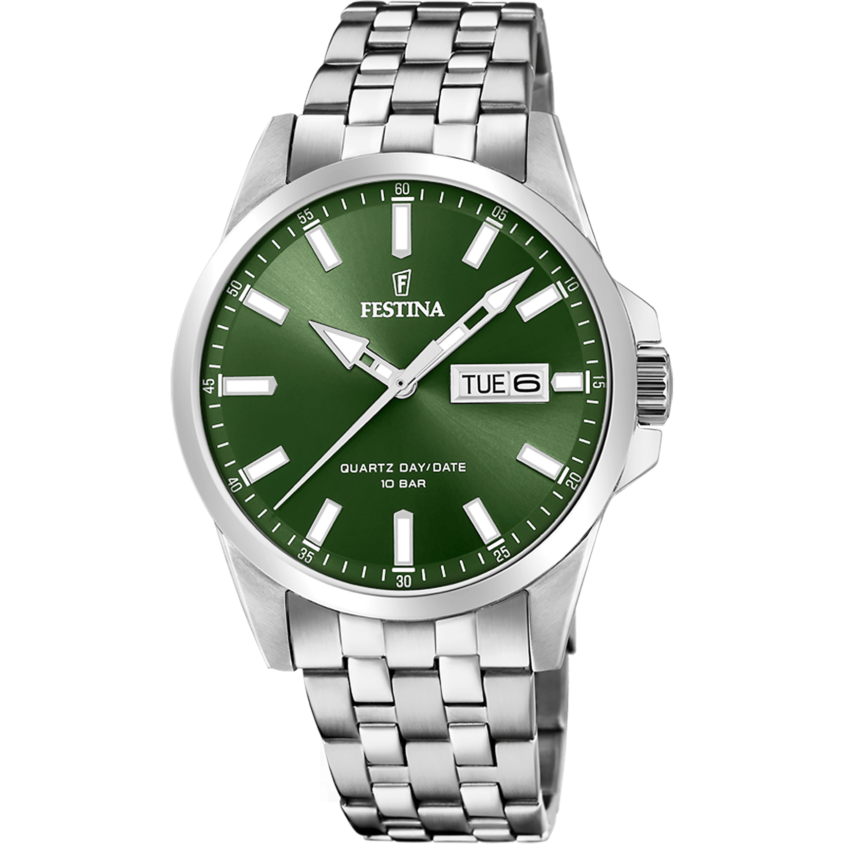 Montre Festina Classic F20357/5 Vert, Bracelet Acier, Homme